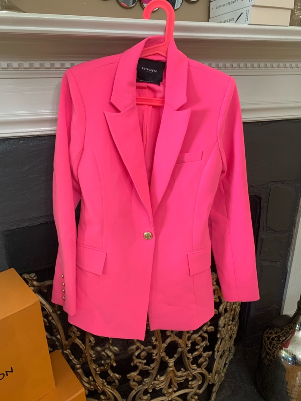 Retrofete Hot Pink Single-Button Tailored Blazer